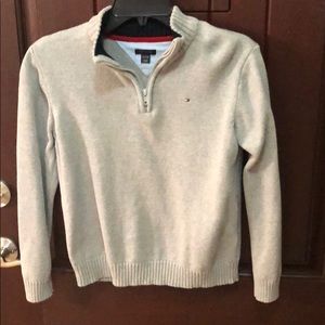 Youth boys gray Tommy Hilfiger quarter zip sweater